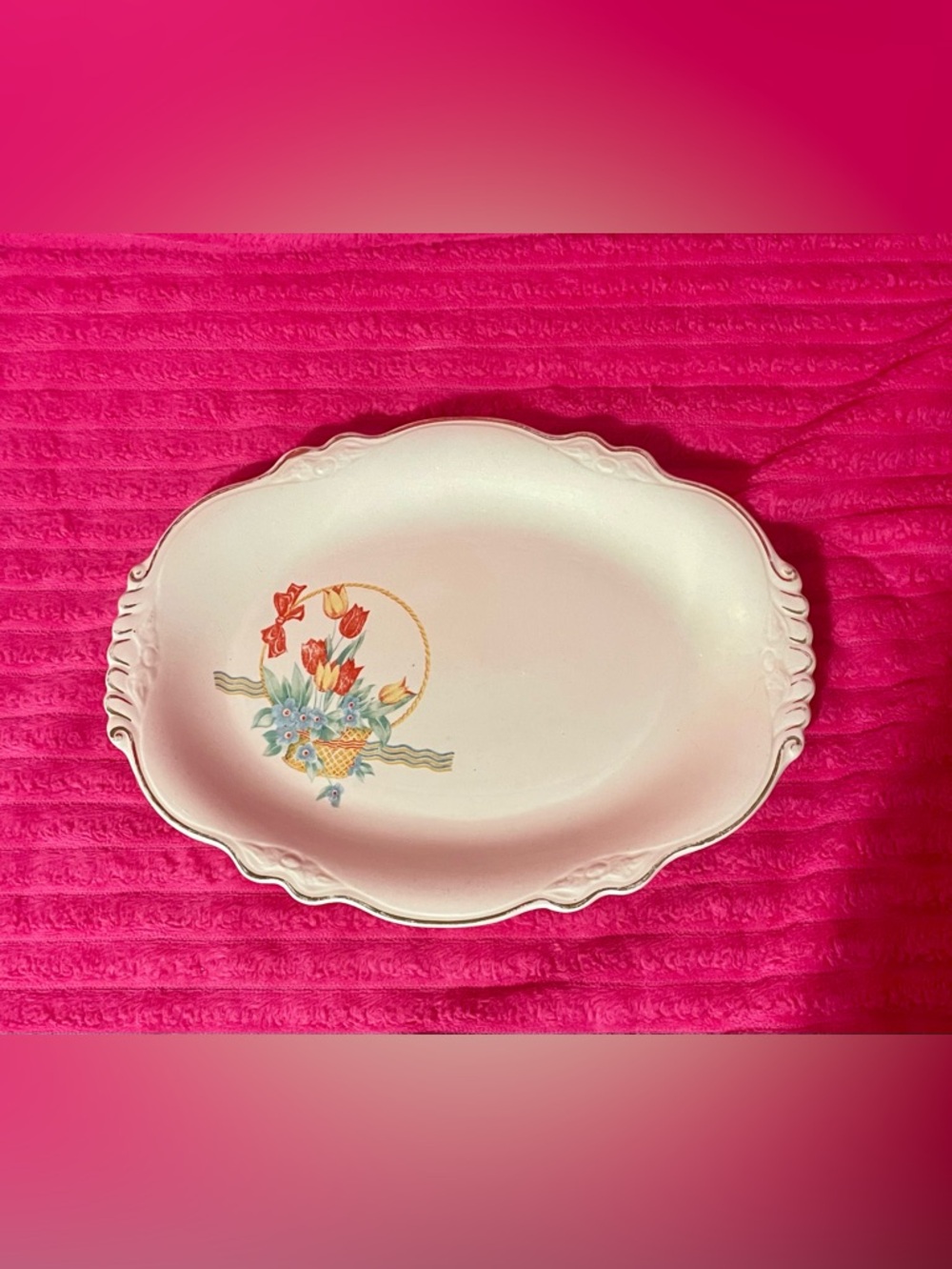 Beautiful Vintage Serving Platter From Homer Laughlin Virginia Rose
